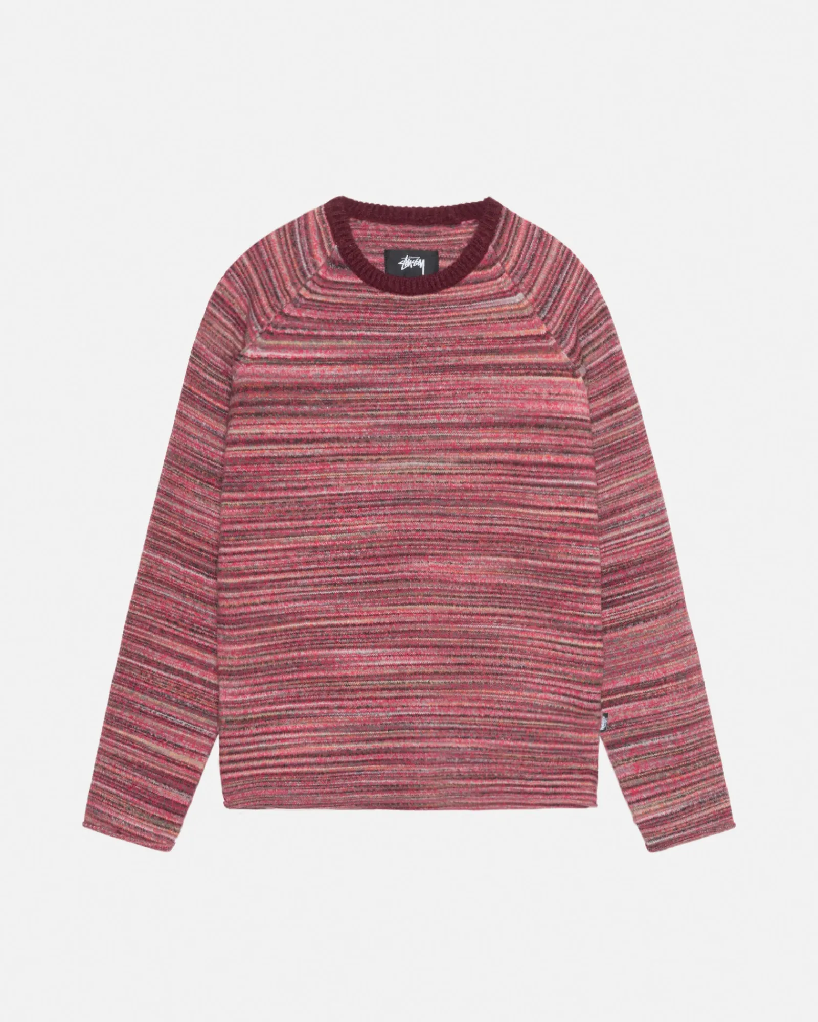 Knits>Stüssy TEXTURED KNIT CONTRAST COLLAR CREW Red Multi
