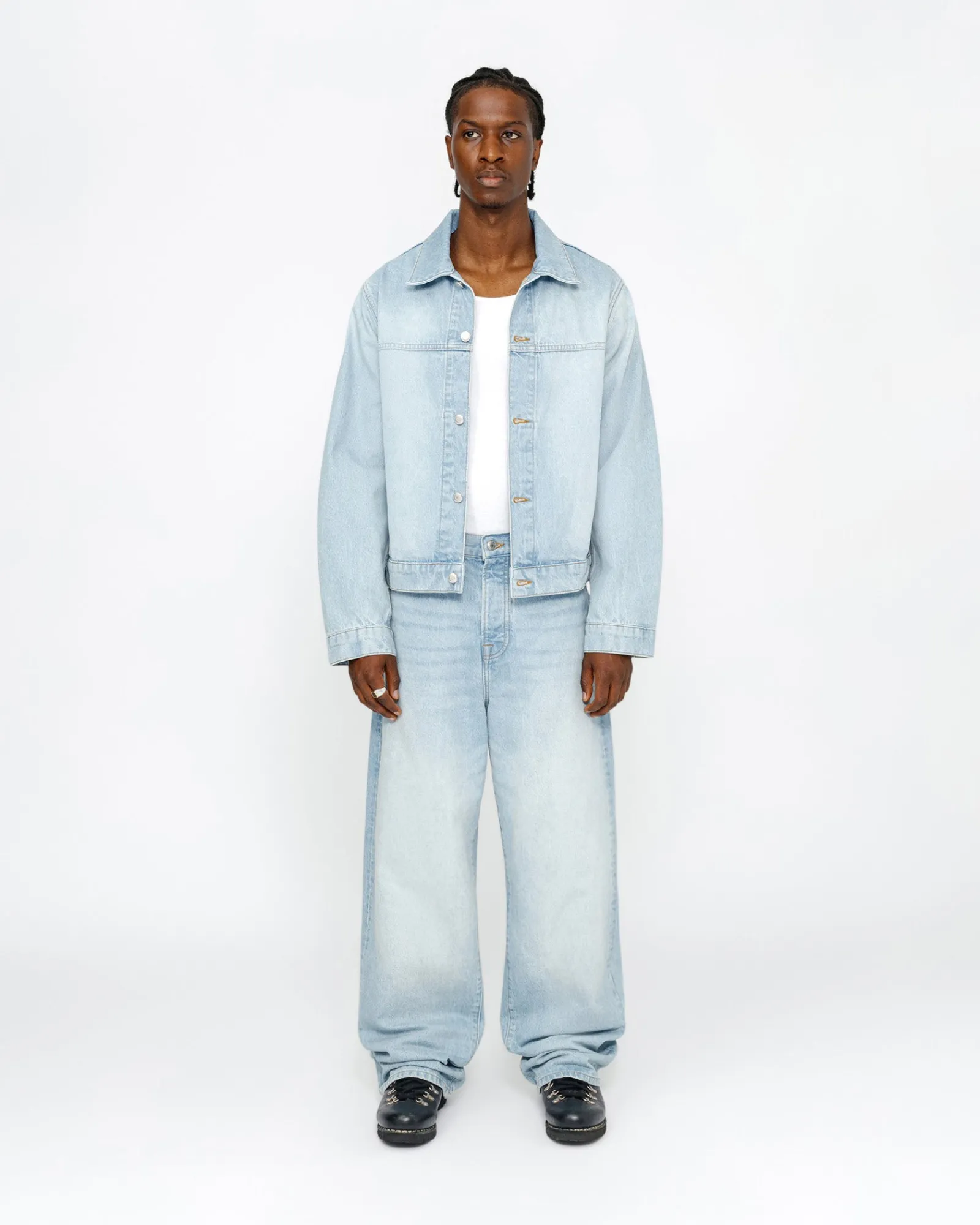 Denim|Outerwear>Stüssy TRUCKER JACKET DENIM Light Wash