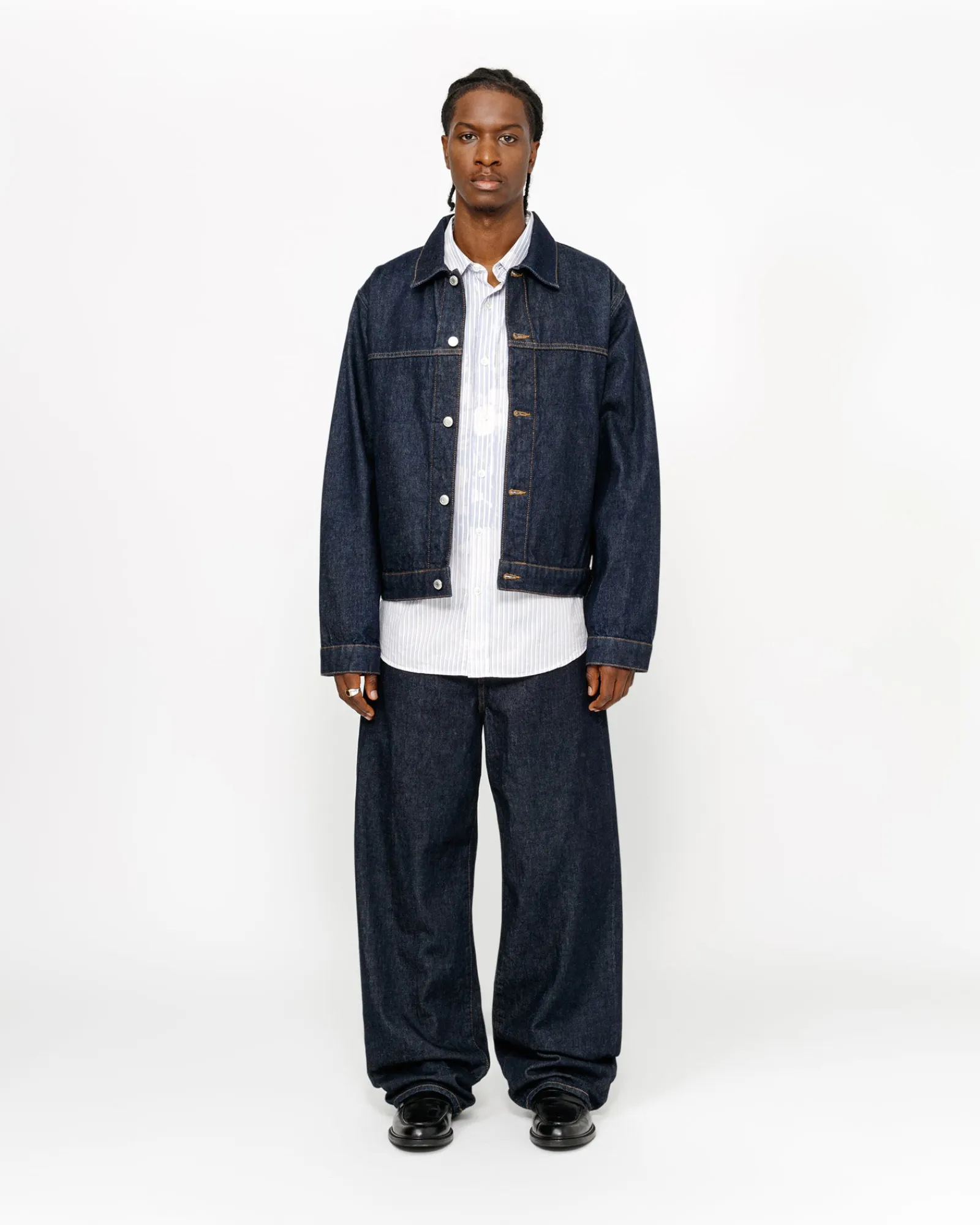 Denim|Outerwear>Stüssy TRUCKER JACKET DENIM Rinsed Indigo