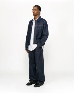 Denim|Outerwear>Stüssy TRUCKER JACKET DENIM Rinsed Indigo