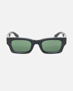 Accessories|Eyegear>Stüssy VINCENT SUNGLASSES Black / Green Lens