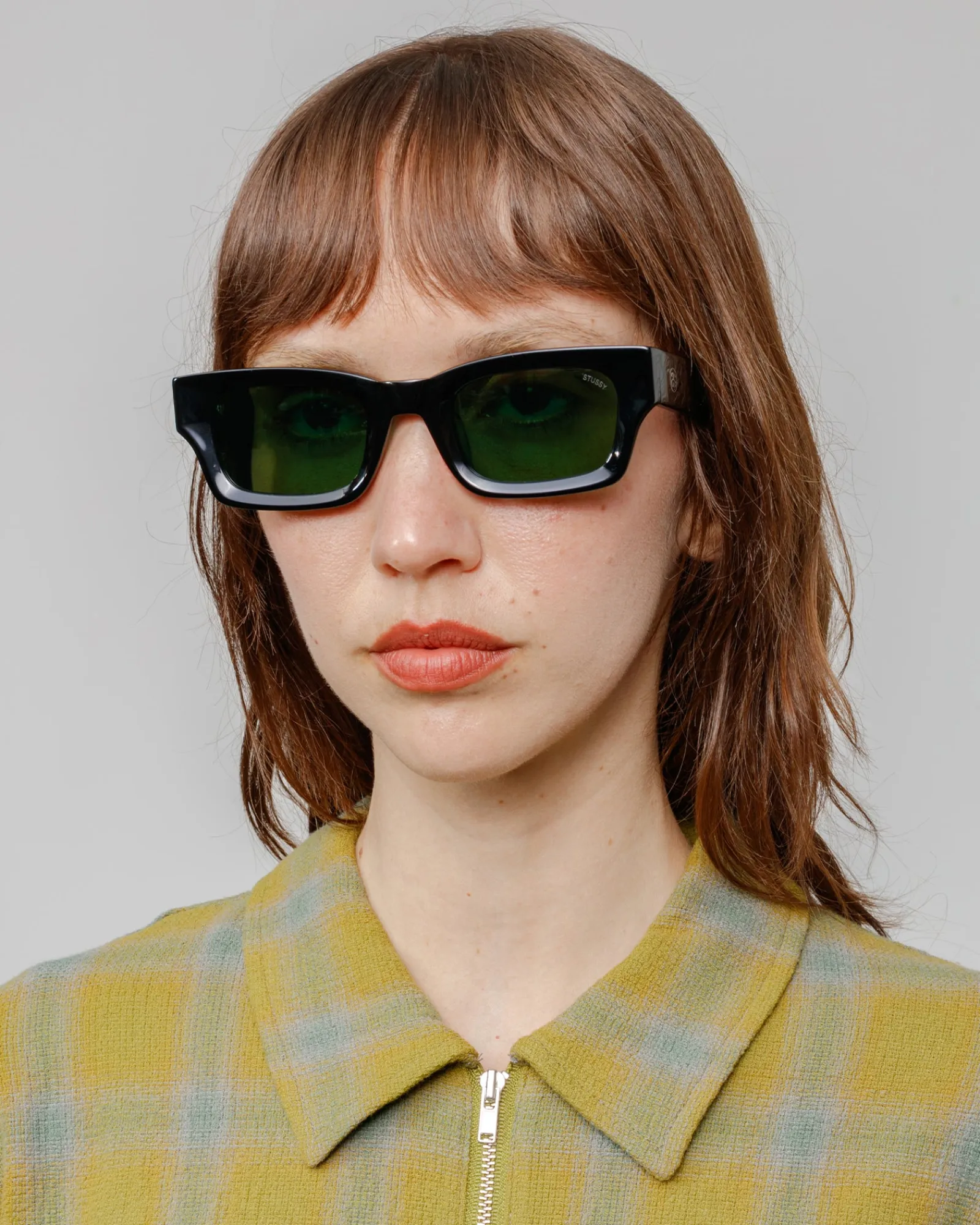 Accessories|Eyegear>Stüssy VINCENT SUNGLASSES Black / Green Lens