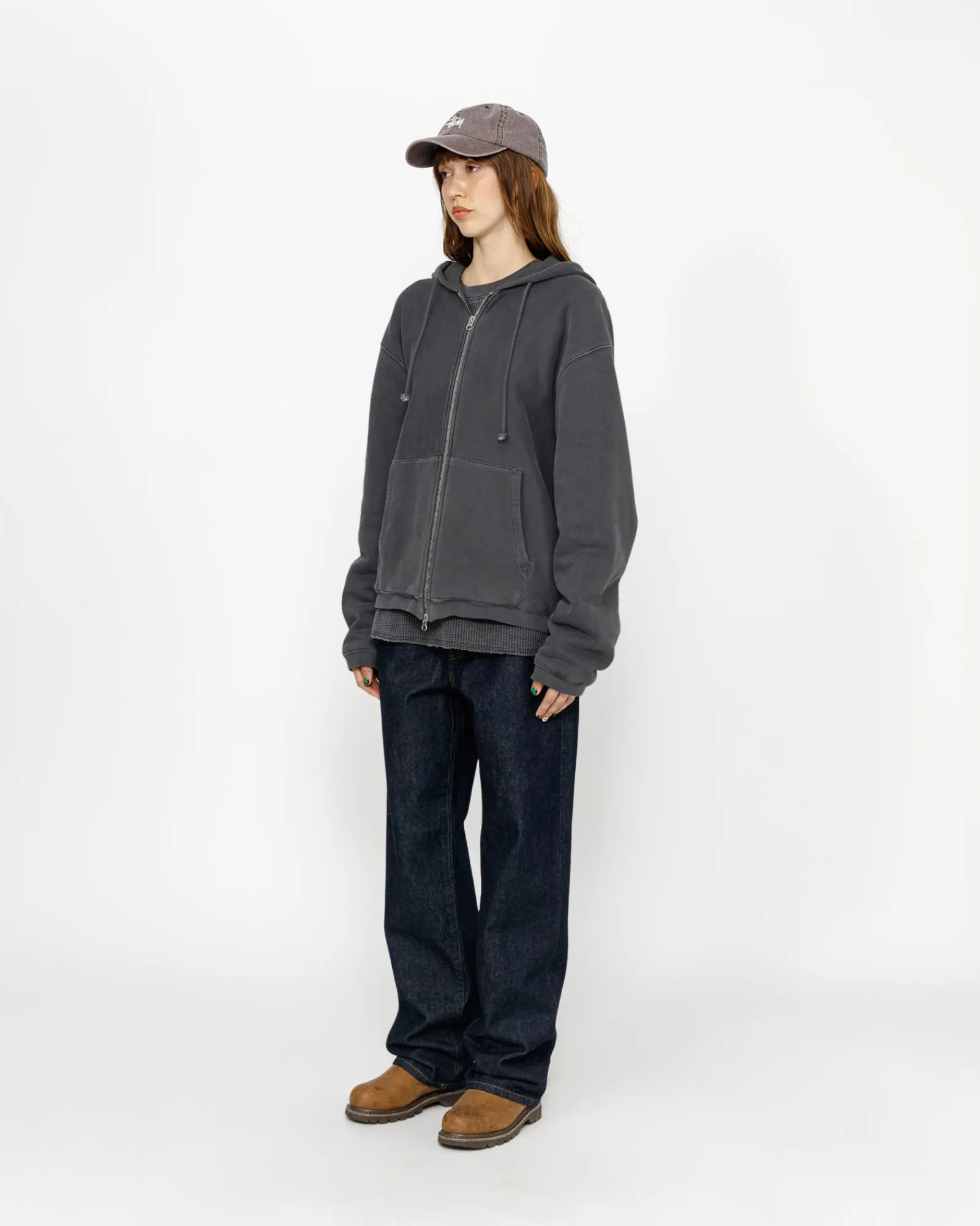 Hoodies>Stüssy WAFFLE LINED ZIP HOODIE Black