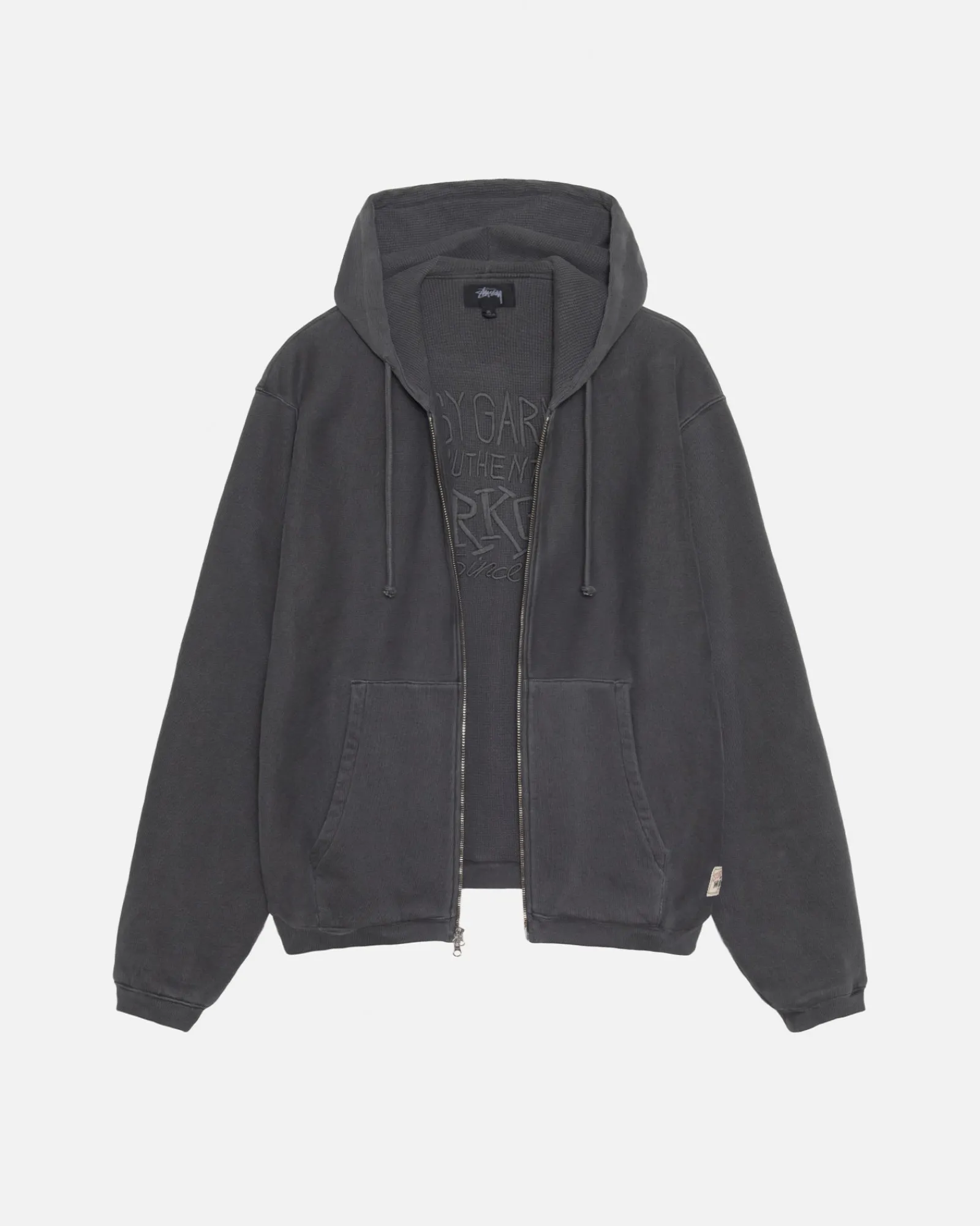 Hoodies>Stüssy WAFFLE LINED ZIP HOODIE Black