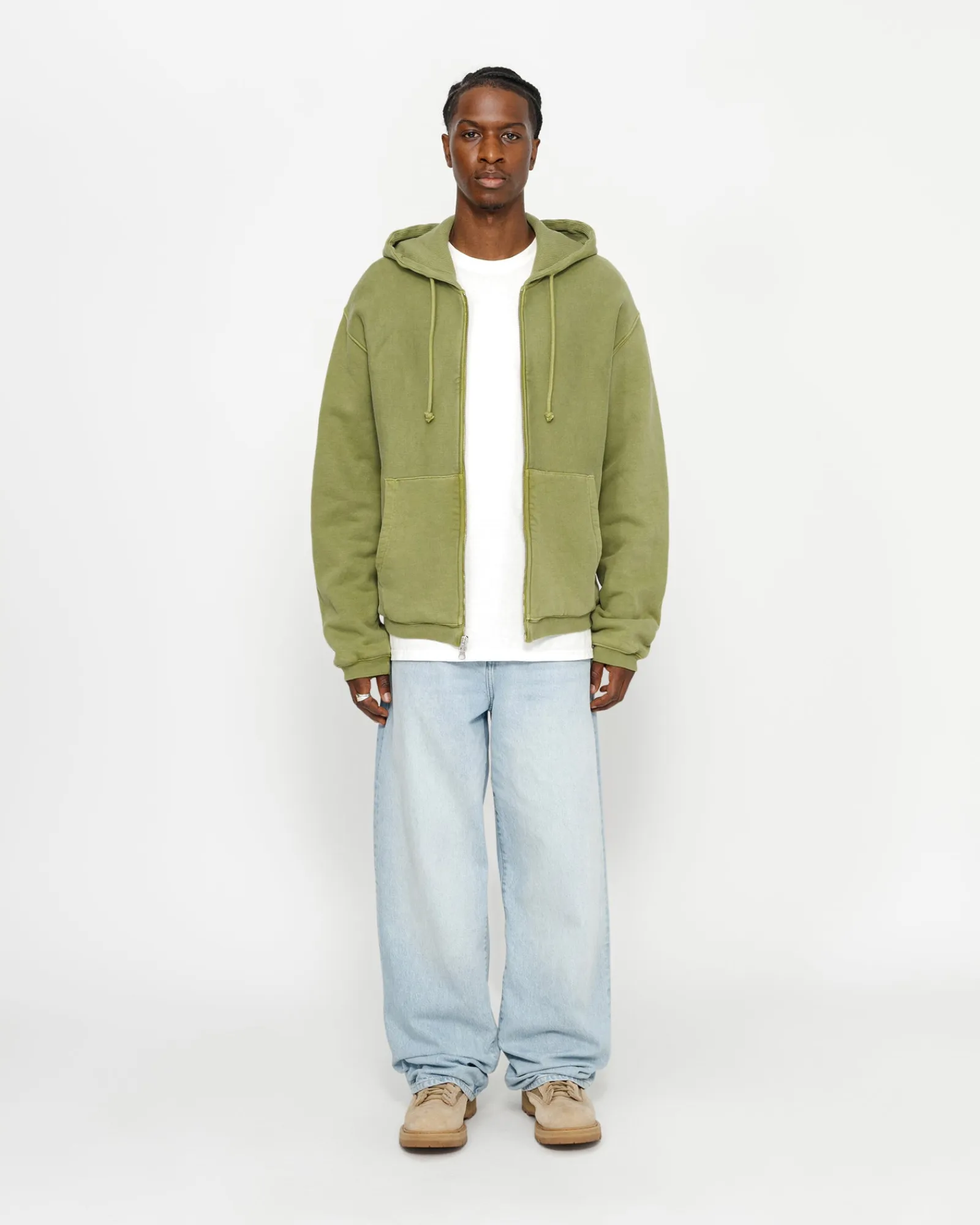 Hoodies>Stüssy WAFFLE LINED ZIP HOODIE Green