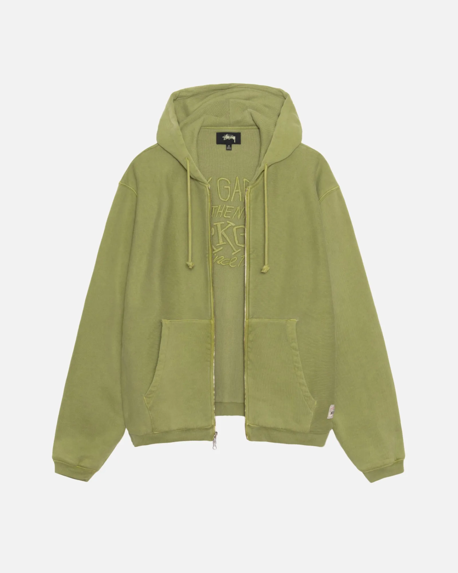 Hoodies>Stüssy WAFFLE LINED ZIP HOODIE Green