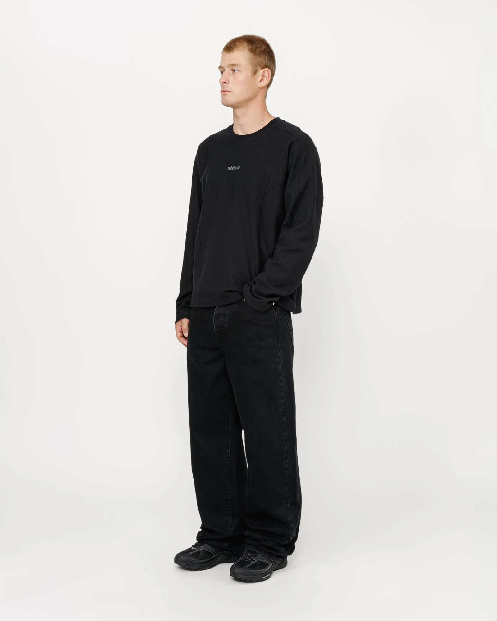 Tees>Stüssy WAVE JERSEY CREW Black