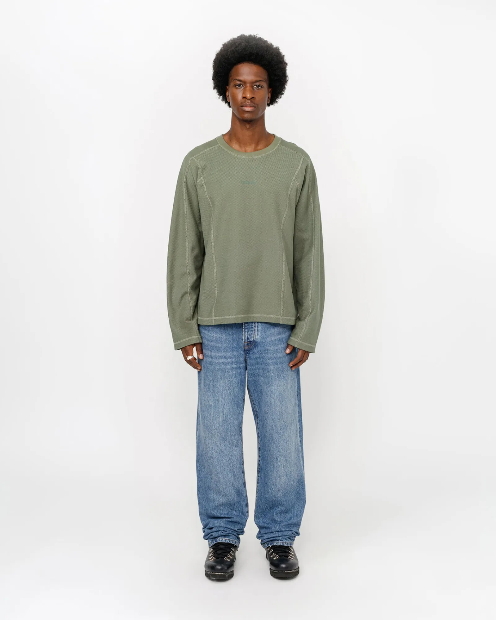 Tees>Stüssy WAVE JERSEY CREW Olive