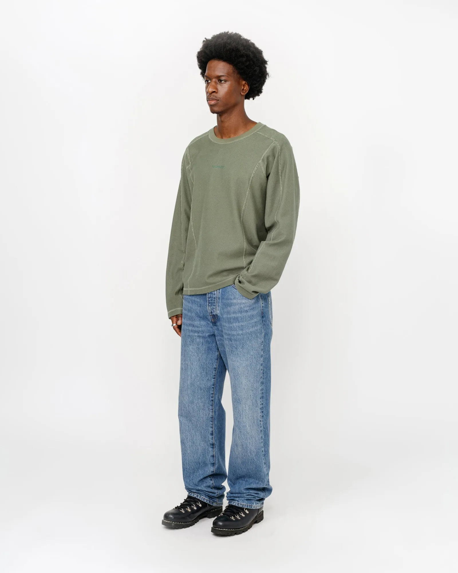 Tees>Stüssy WAVE JERSEY CREW Olive