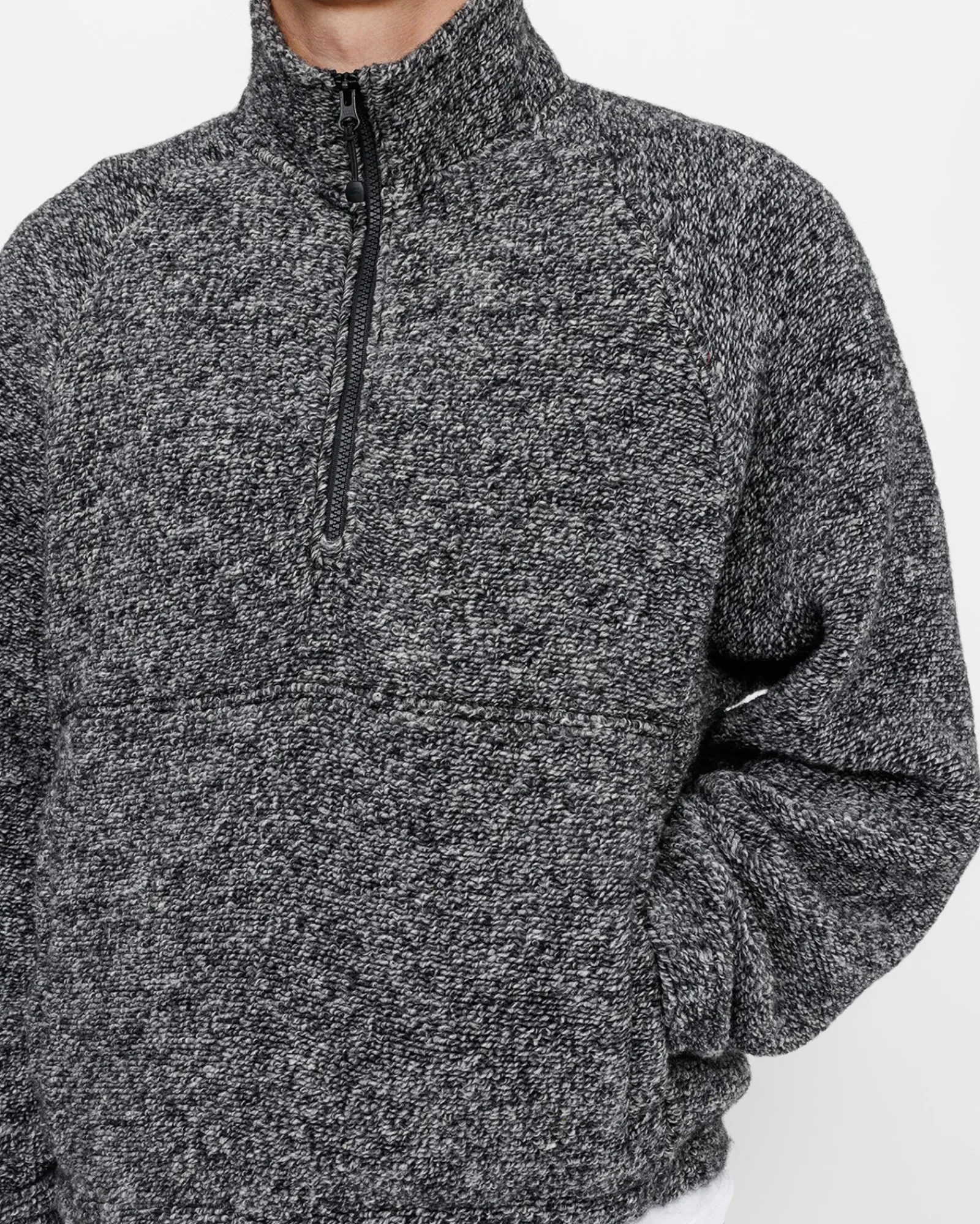 Knits>Stüssy WOOL BLEND SHERPA MOCK NECK Black