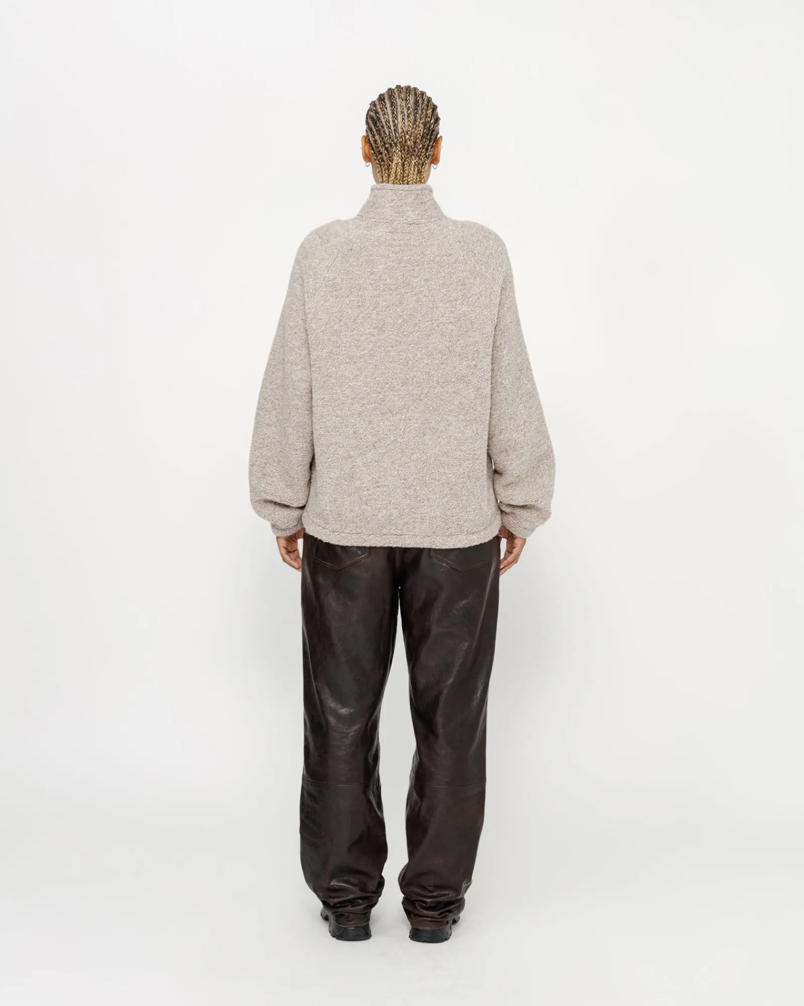 Knits>Stüssy WOOL BLEND SHERPA MOCK NECK Tan