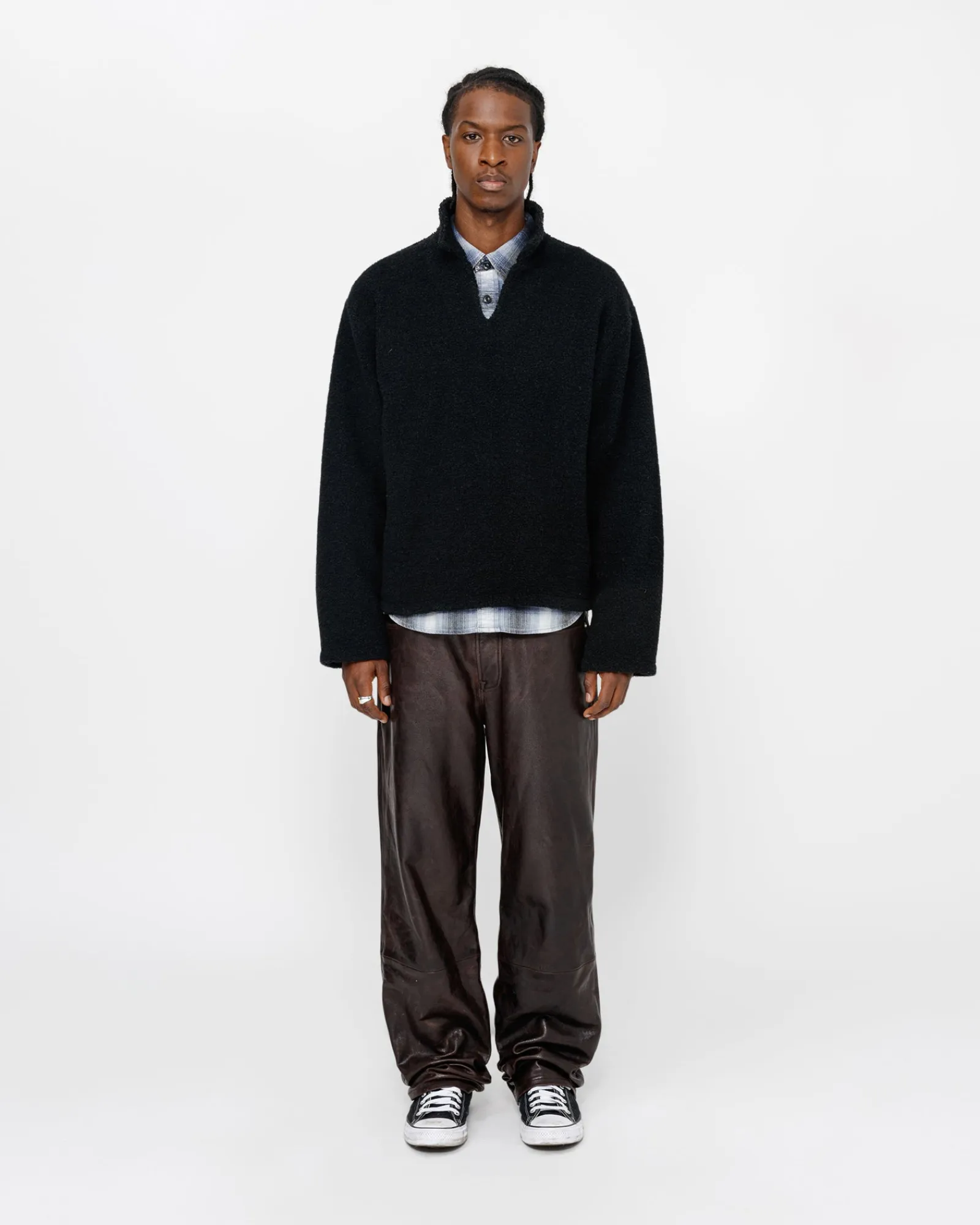 Knits>Stüssy WOOL BLEND SHERPA PULLOVER Black