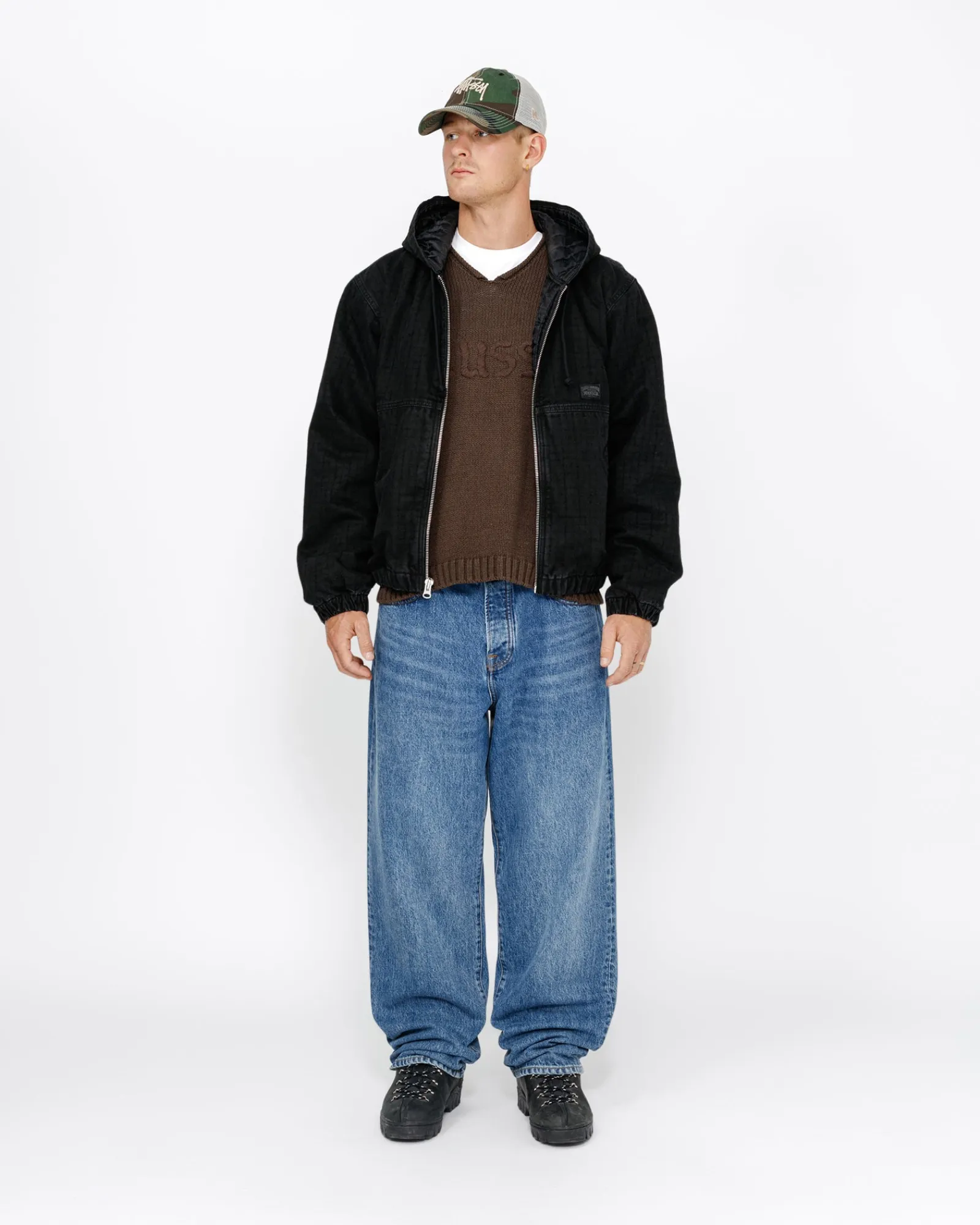 Outerwear>Stüssy WORK JACKET CANVAS NEEDLE PUNCH Black