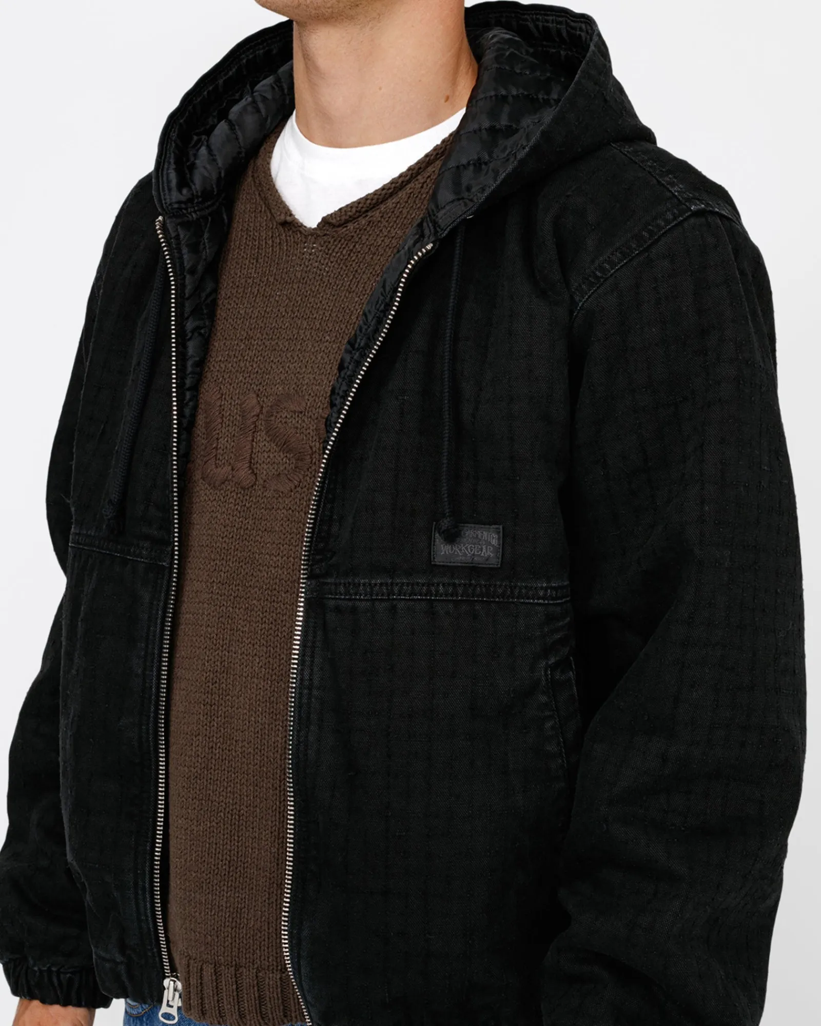 Outerwear>Stüssy WORK JACKET CANVAS NEEDLE PUNCH Black
