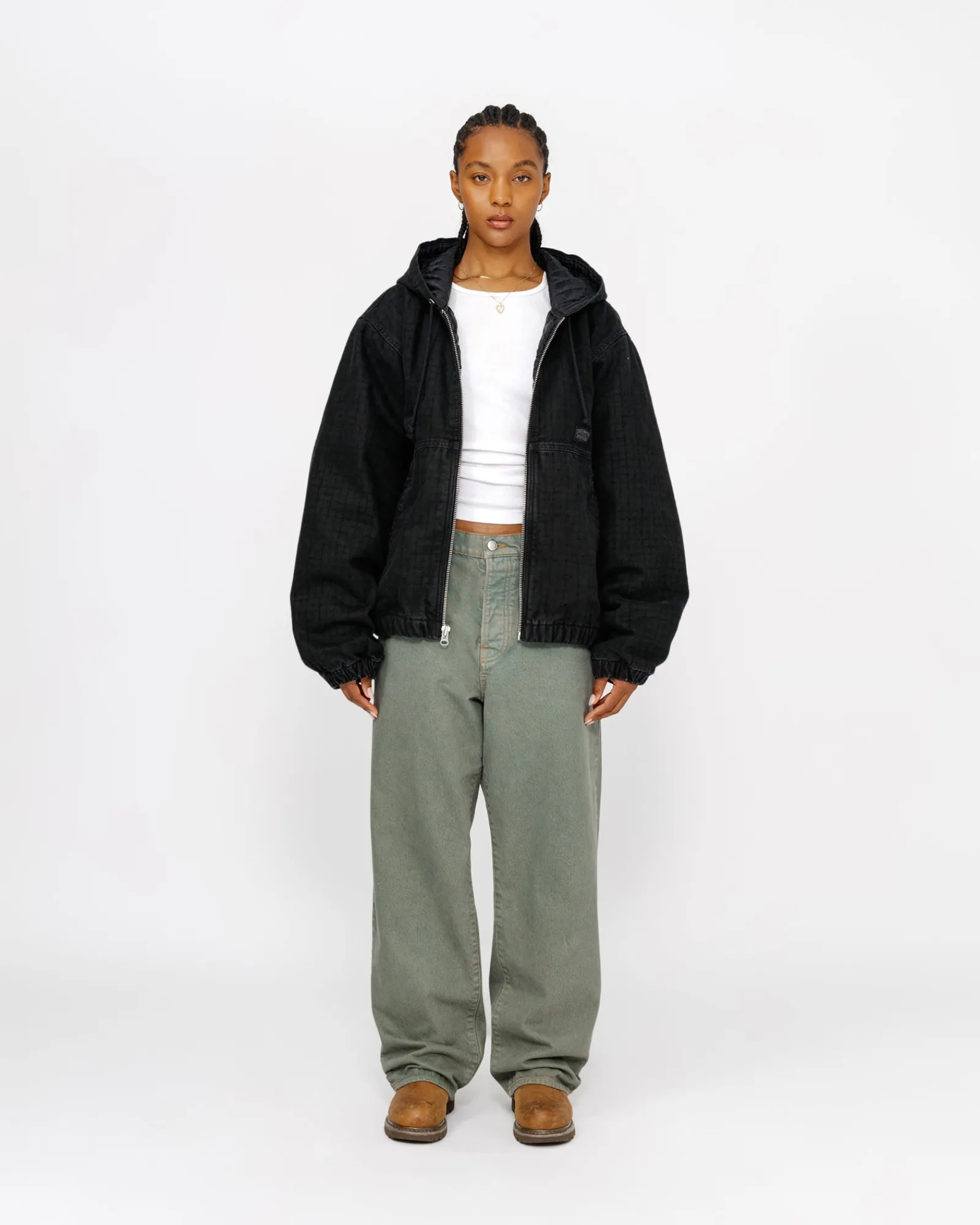 Outerwear>Stüssy WORK JACKET CANVAS NEEDLE PUNCH Black