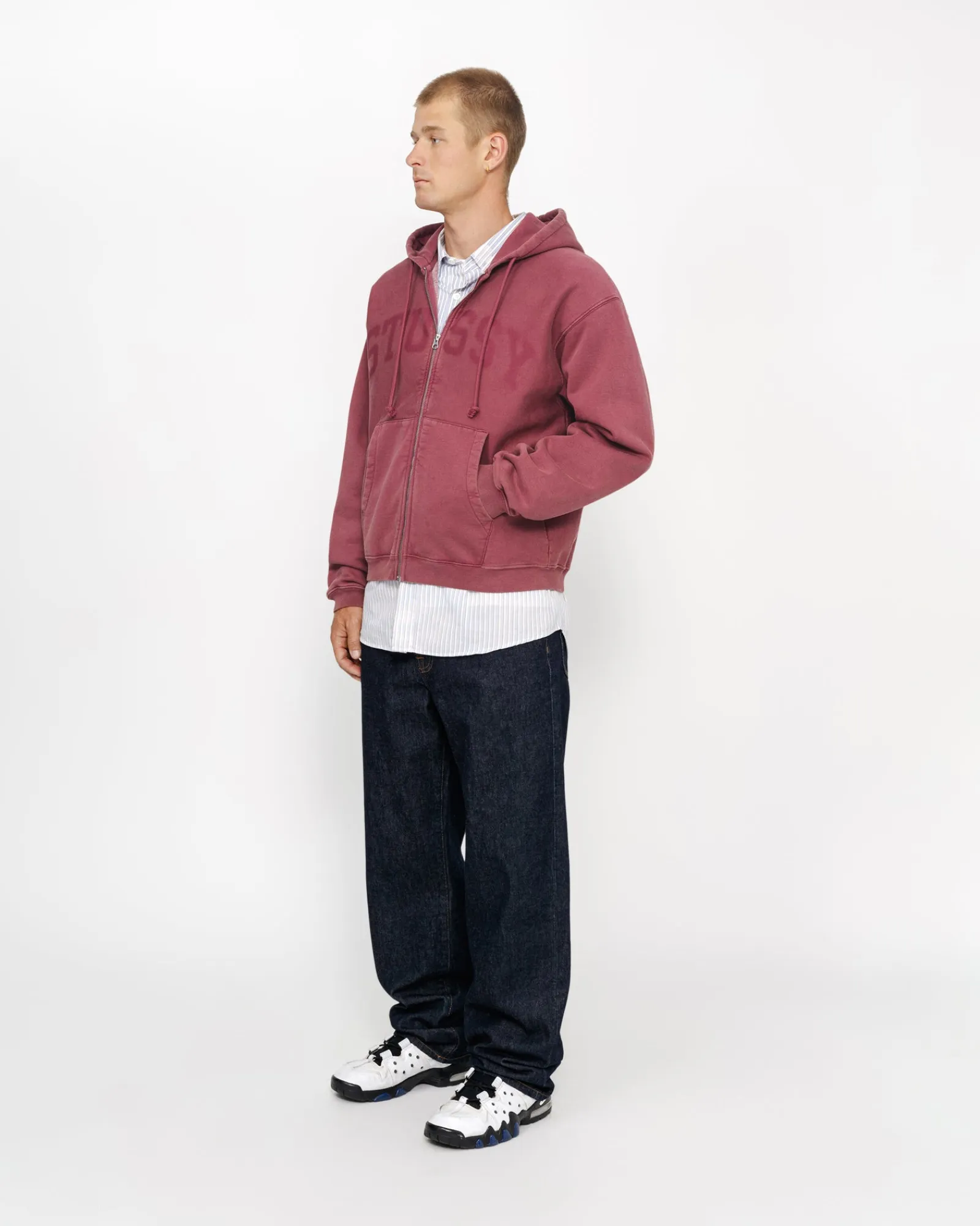 Hoodies>Stüssy ZIP HOODIE FADED GRAPHIC Burgundy