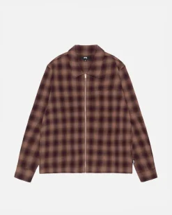 Shirts>Stüssy ZIP SHIRT TWISTED YARN PLAID Brown
