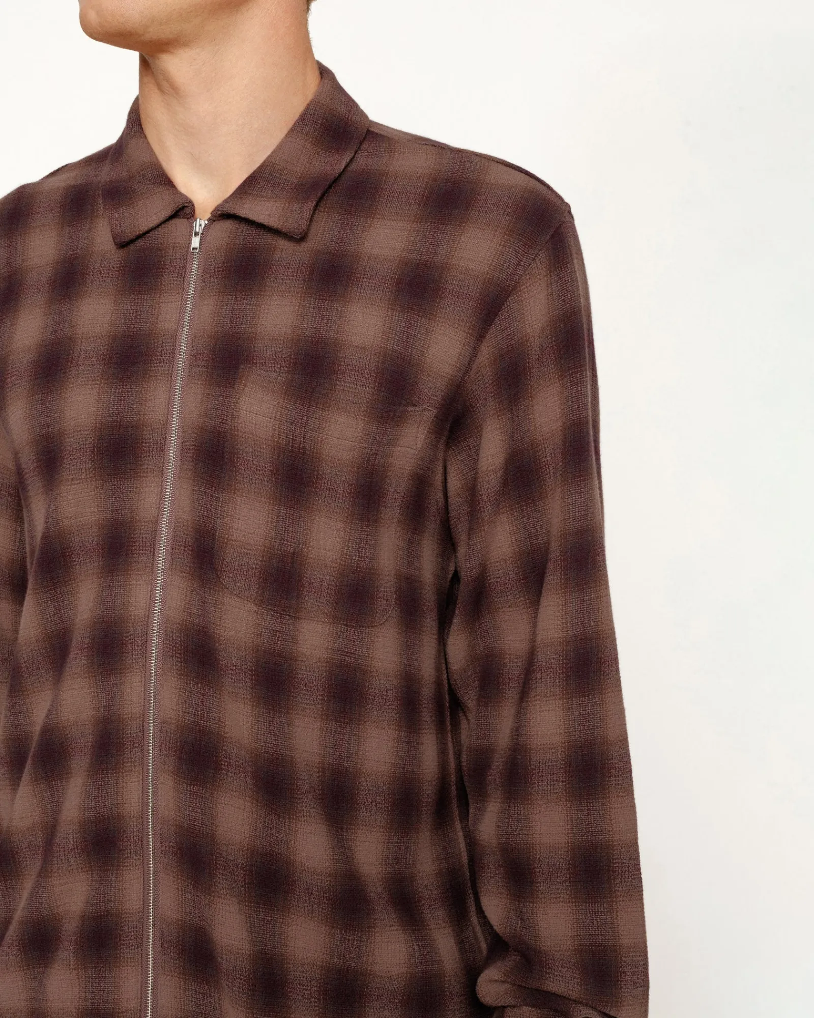 Shirts>Stüssy ZIP SHIRT TWISTED YARN PLAID Brown