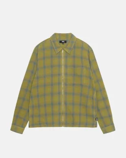 Shirts>Stüssy ZIP SHIRT TWISTED YARN PLAID Green