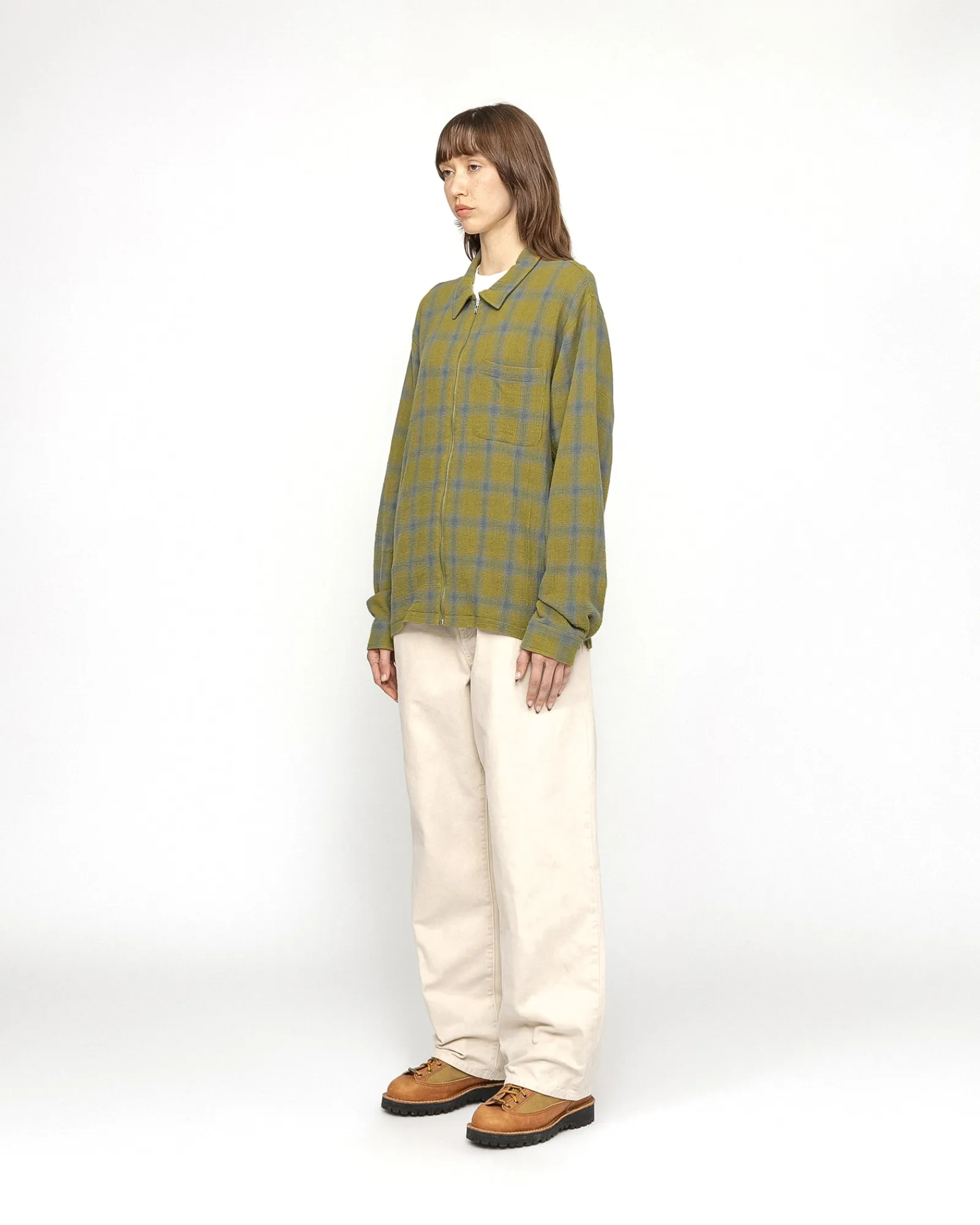 Shirts>Stüssy ZIP SHIRT TWISTED YARN PLAID Green