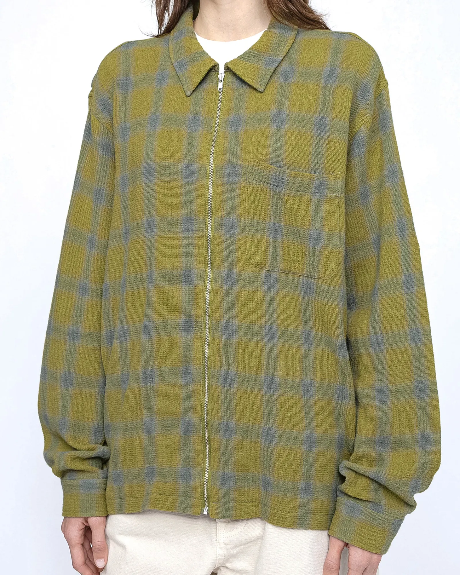 Shirts>Stüssy ZIP SHIRT TWISTED YARN PLAID Green